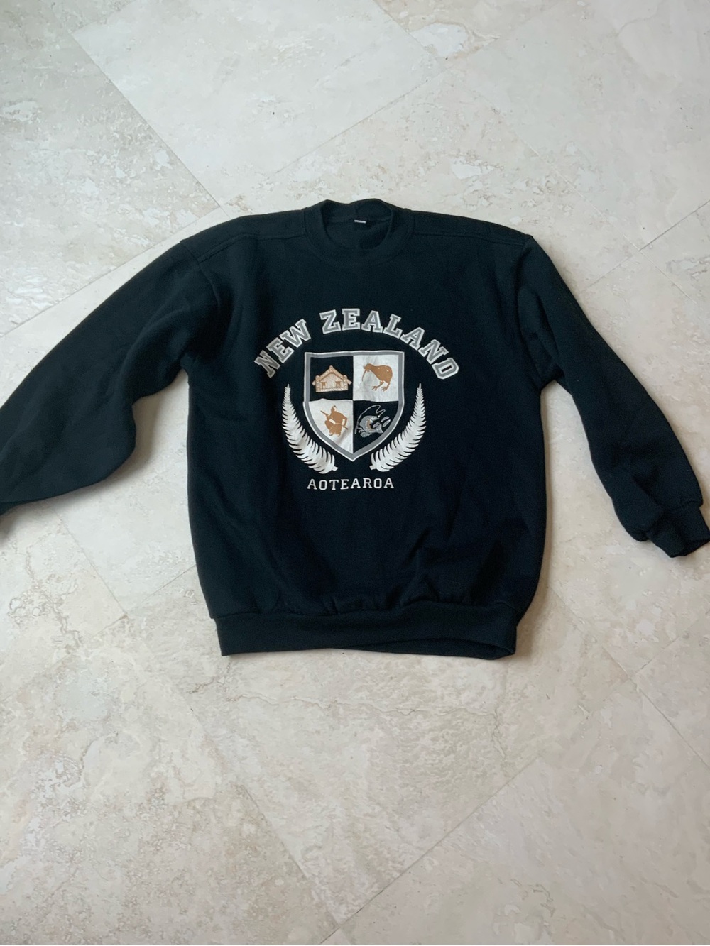Black "New Zealand Aotearoa" Crewneck Sweatshirt Nwot Sz Medium